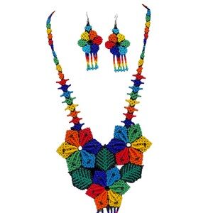 YNS Generic Multicolor Beaded Floral Necklace Set